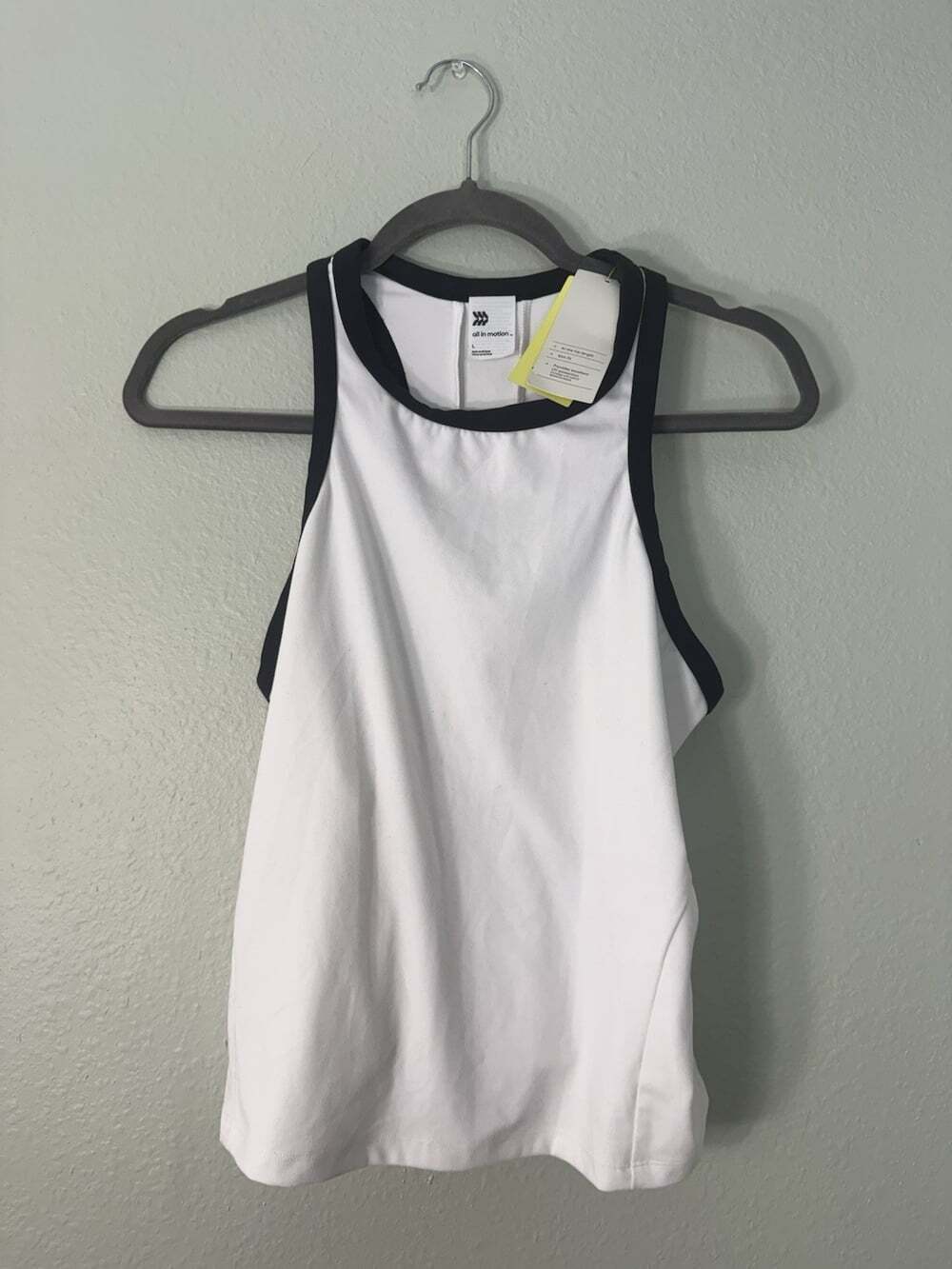 Women's Highneck Racerback Tank Top - All In Motion White/Black Large
